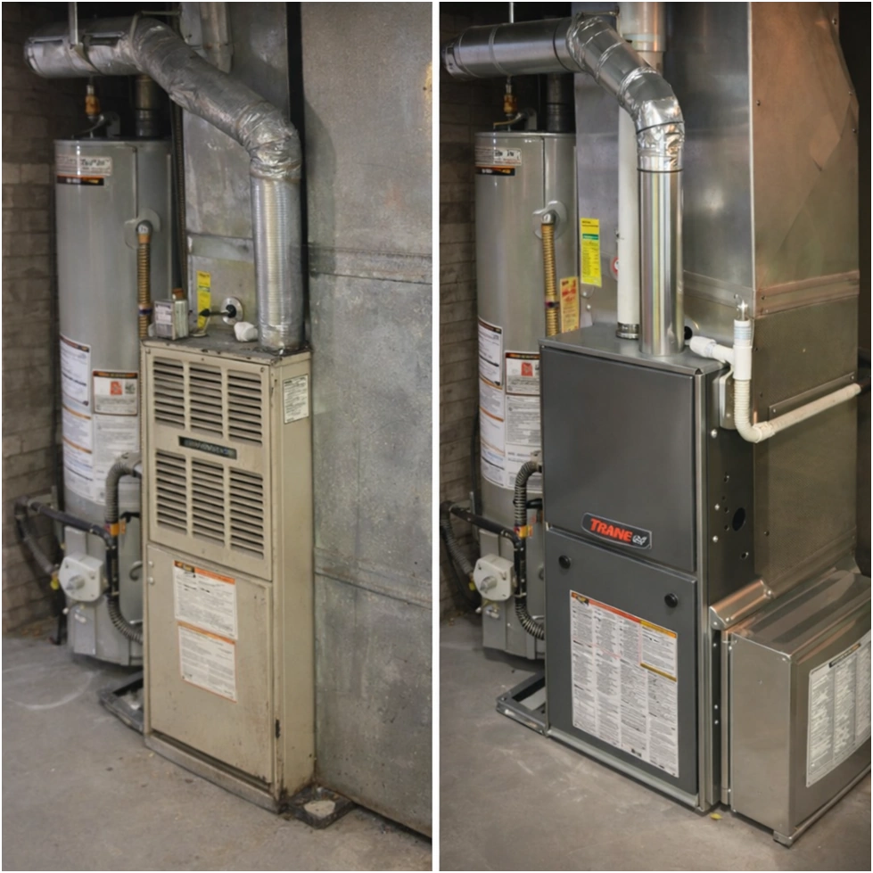 before and after furnace installation in ypsilanti mi call (734) 999-7310