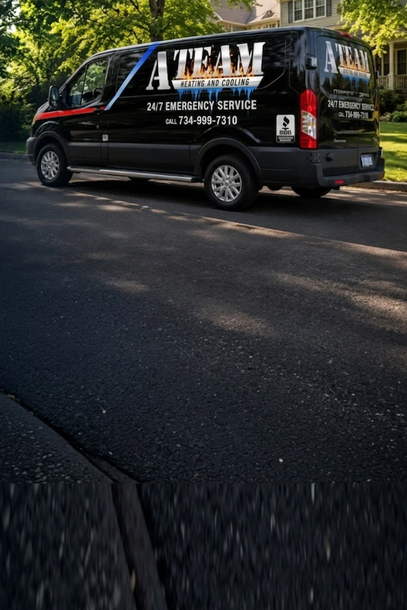 A-Team Heating and Cooling HVAC van in Ypsilanti MI 734-999-7310